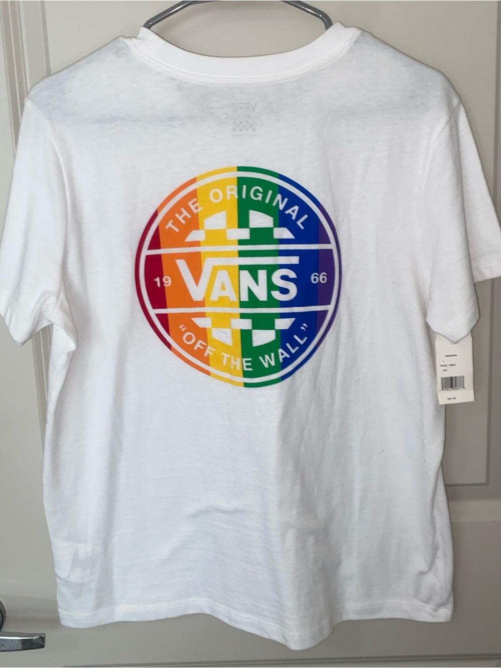 NWT Vans White Tee with Rainbow Circle Logo